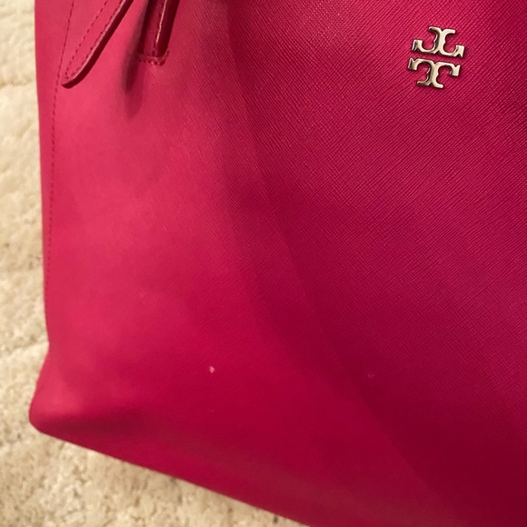 Tory Burch Emerson Large Hot Pink Saffiano Leather Buckle Tote - Picture 3 of 16